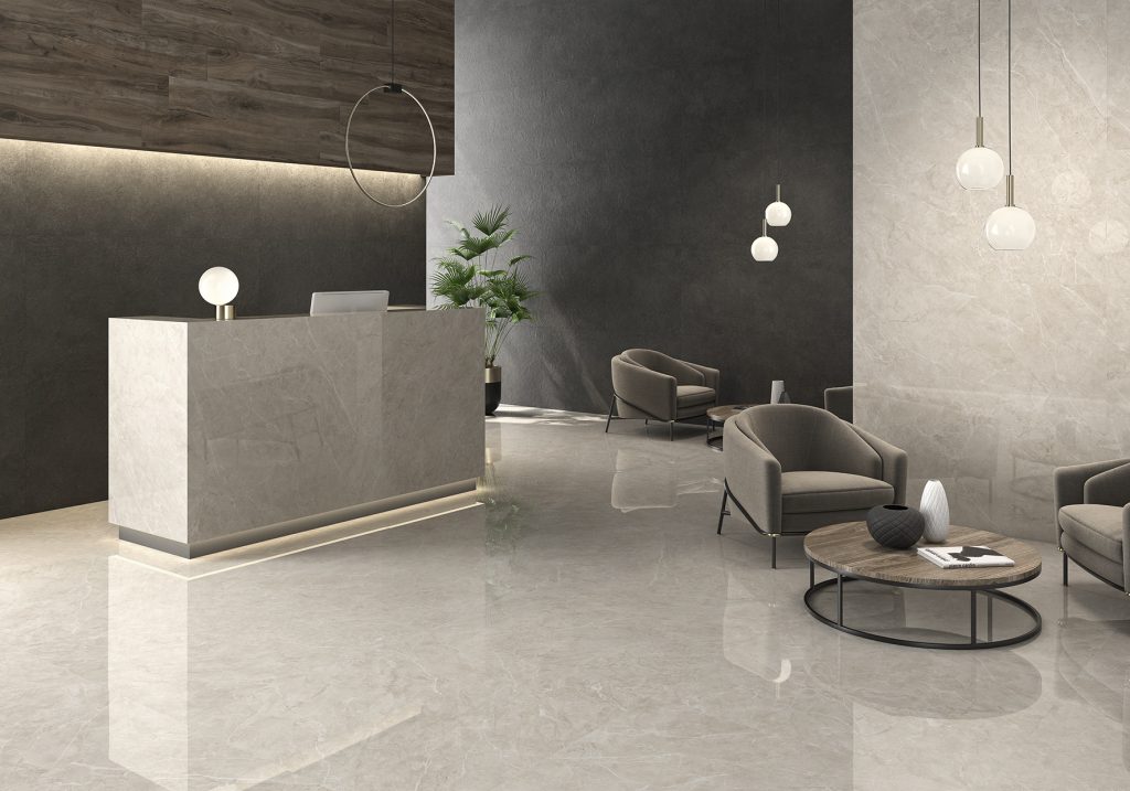 Belvedere Perla - Highly polished marble effect porcelain tile – Tiled-uk