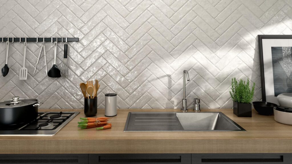 COCINA BLANCO BRILLO BRICKWALL 7X28